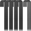 24 Pack J Hook Rebar Stakes 24 Inch 3/8 Inch Diameter Metal Stakes for Ground Heavy Duty with Chisel Point End Chain Link Fence Stakes for Swing Set Gazebo and Bounce House Black
