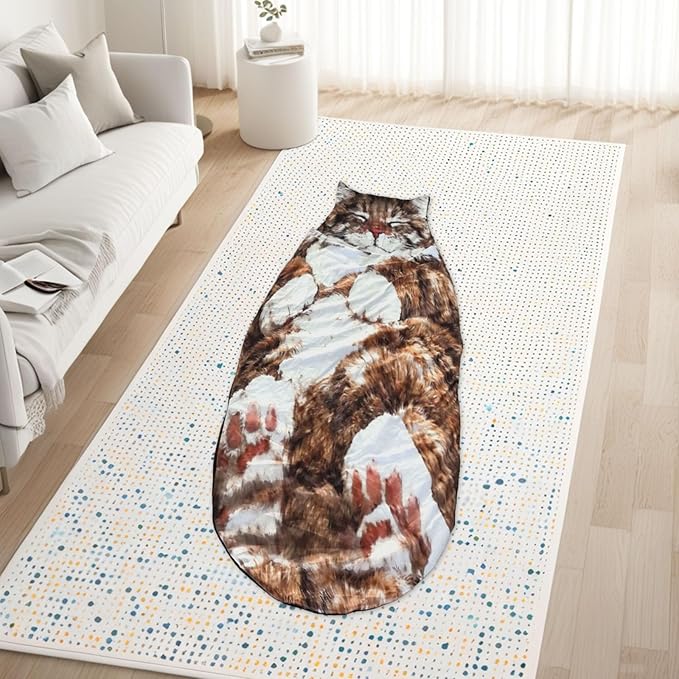 Adult Cat Pattern Envelope Sleeping Bag - Plush Cat Envelope Sleeping Bag for Adult - Plush Warm Washable Camping Blanket