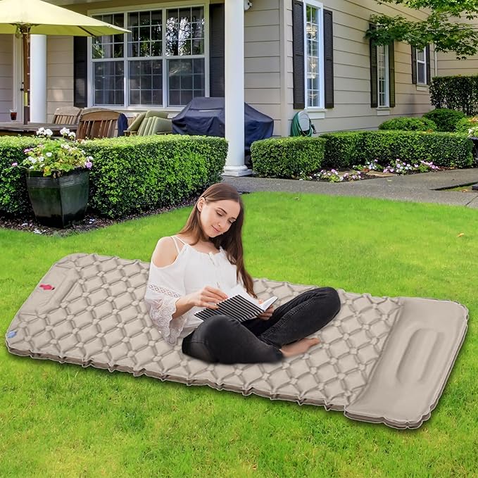 Outdoor Inflatable Mattress Light Weight Hiking Sleep Pad with Pillow Travel Mat Folding Bed for Travel Hiking Mat Folding Bed