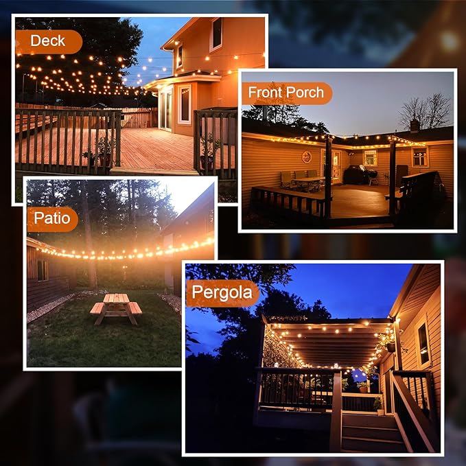 GPATIO 150FT Outdoor String Lights Waterproof Patio Lights with 77 Dimmable Hanging Light Globe G40 Bulbs 2700k Shatterproof Connectable for Backyard Gazebo Porch Outside Decor