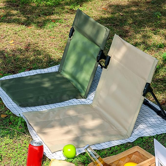 Yosoo Health Gear Portable Folding Floor Chair Adjustable Backrest Breathable 600D Oxford Fabric Lightweight for Beach Camping and Fishing (Khaki)