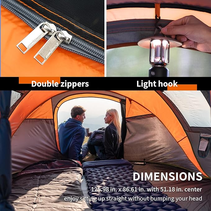 EchoSmile Instant Pop Up Camping Tent 2/4/6 Person Easy Setup Tent Water Resistant Dome Portable with Carry Bag