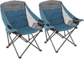 ARROWHEAD OUTDOOR 2-Pack Oversized Folding Camp Chair w/Adjustable Double Sized Cup Holder Mesh Sides Inner Pockets Carry Bag 300 LBS Weight Capacity