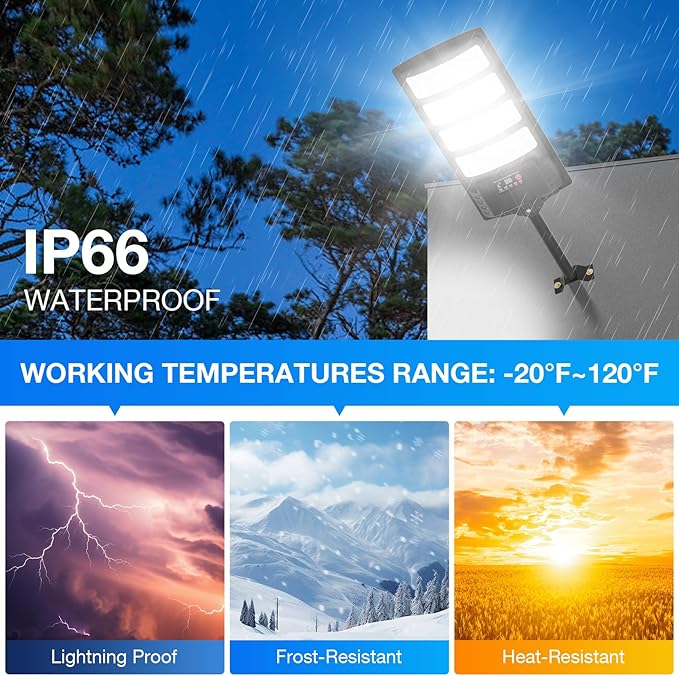 Solar Street Lights Outdoor Waterproof400W 320°Wide Angle Flood Light LED Solar Parking Light with Motion Sensor and Remote Control for Outdoor Streets CourtyardsParking Garages-1Pack