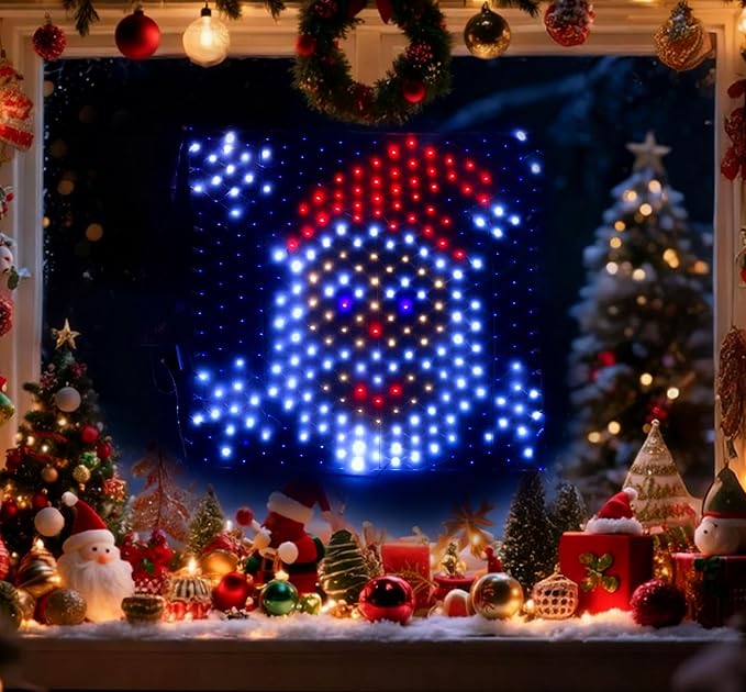 Leisure world LED Santa Window Silhouette LightsUSB Operated LED Net Outdoor Mesh Lights with Timer 8 Modes for Indoor Outdoor Holiday Xmas Party Decor