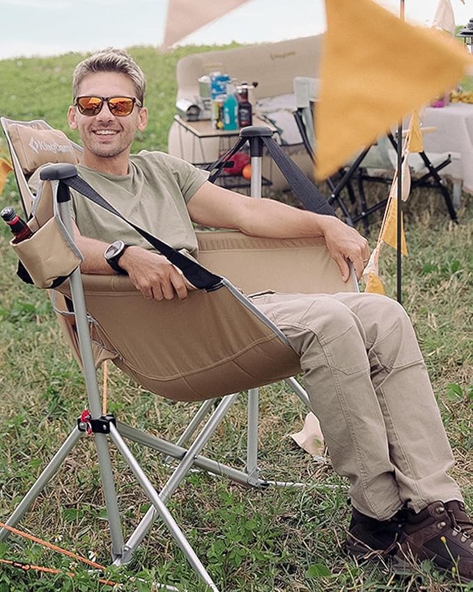 KingCamp Hammock Camping Chair Swinging Portable Folding Camp Chairs for Adults Max 400lbs Heavy Duty Foldable Oversized Rocker with Aluminum Alloy Frame Cup Holder for Outdoor Beach Patio Sport