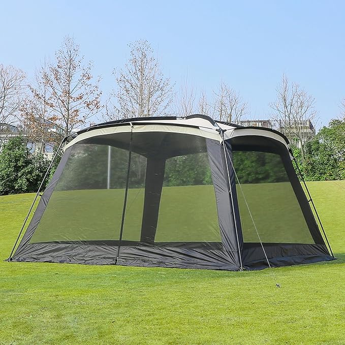 Screen House Room 11x11 Ft Mesh Net Tent Canopy Shelter Gazebo Easy Setup &amp Waterproof &amp Sunshade Suitable for Camping Trip Backyard Beach Picnic