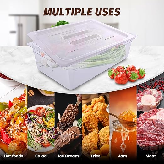 6-Pcs Food Pan Lid Full Size Clear Polycarbonate Hotel Pan Cover with handle