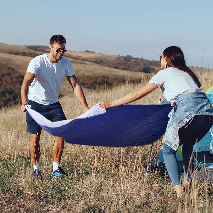 Large Outdoor Waterproof Blanket Extra Thick Fleece Stadium Blanket for Camping Car Pet Picnics - Windproof Wearable Machine Washable 80 x 58 (Blue Purple)