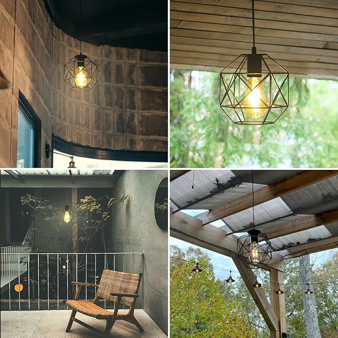 Solar Pendant Lights Outdoor Shed Light Solar Powered Gazebo Lights Outdoor Chandelier Hanging LightsSolar Lights Indoor with Pull Cord for Home Chicken Coop Barn Garage Storage