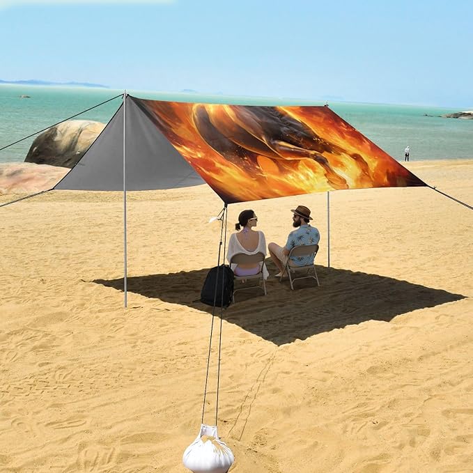 Flame HorseCamping Sun Shelters 9.2 x 10.5 FT Beach Canopy Tent Sun Shade with Carrying Bag for Camping Trips Fishing Backyard Fun or Picnics 21341611