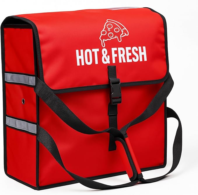Pizza Bags for Delivery – Extra Large (20 X 20) Insulated Pizza Delivery Bag | Waterproof Pizza Warmer Carrier for Doordash Uber Eats | Front Load Heavy Duty (Red 20X20X8)