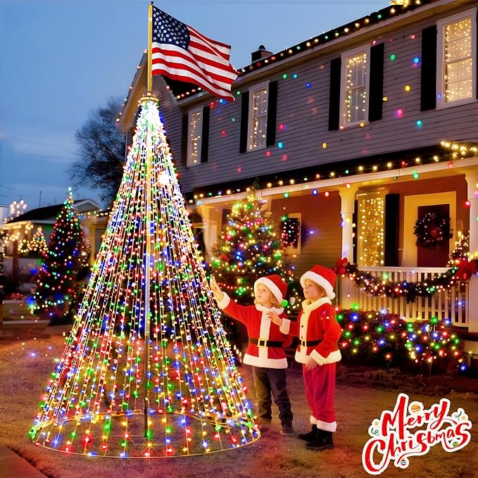 KNONEW 600ft 1500 LED Outdoor Christmas String Lights 8 Modes &amp Timer Fairy Light Plug in Waterproof Hanging Lighting for Xmas Yard Tree Wedding Party Holiday Decorations(Multicolor)