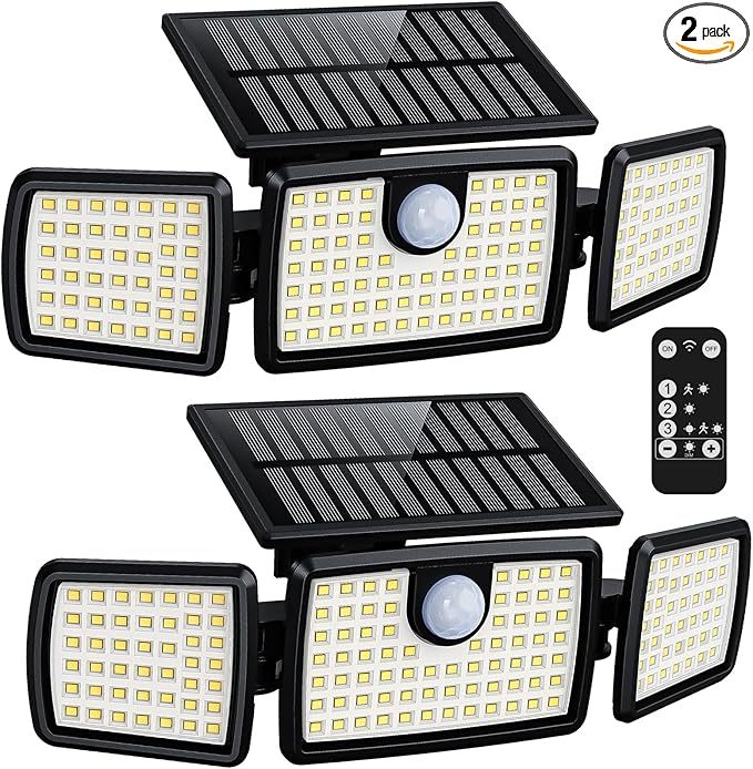 MIHANI Solar Lights Outdoor Quick Charge Solar Motion Deck Lights Outdoor for Deck with High Brightness Larger Built-in Tempered Glass Panel Sensitive PIR Motion Inductor (Remote2 Pack)