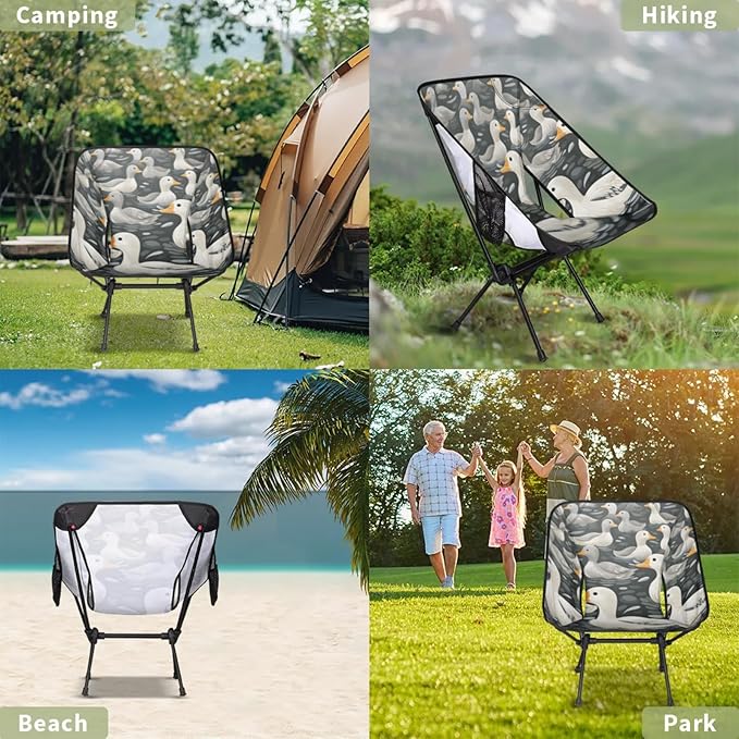 Honeybaby Folding Camping Chair Ducks Print Camping Chairs Lightweight Portable Chair Outdoor Foldable Chairs for Camping Travel Picnic Beach Hiking