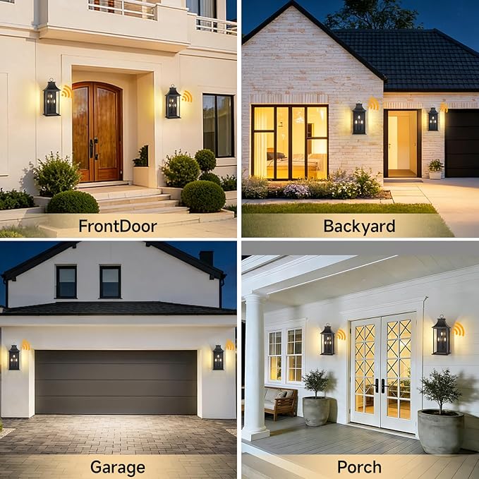Extra Large Outdoor Wall Lights Dusk to Dawn Sensor Outside Lights Exterior Lighting Fixtures Wall Mount Wall Sconce Light Outdoor Lanterns for Porch Black 28 3-Light 1-Pack