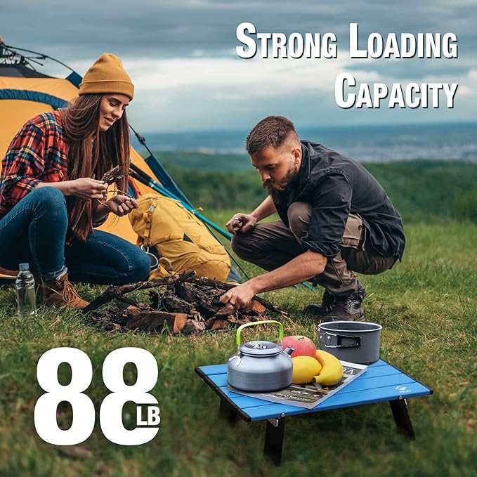 VILLEY Portable Mini Folding Beach Table Ultralight Aluminum Side Table with Carry Bag for Camping Picnics and Outdoor Activities