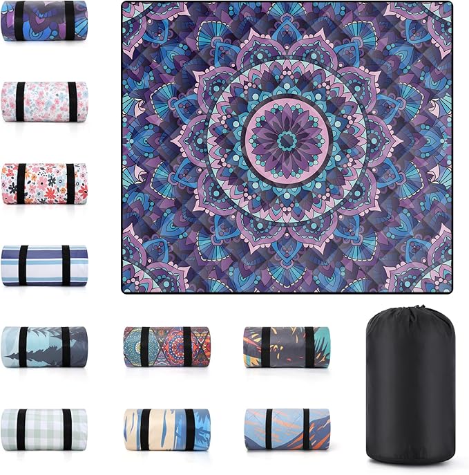 60x80 Extra Large Picnic Blankets Waterproof Sandproof Couple Outdoor Beach Blanket Foldable Grass Park Lawn Concert Mat Summer Camping Essentials Rv Travel Vacation Accessories Festival Gift