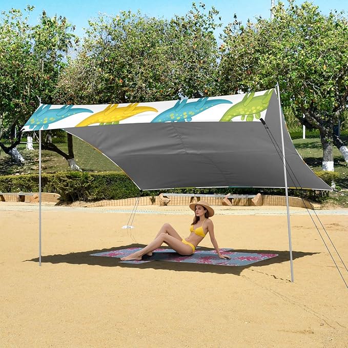 Repetitive Dinosaurs Camping Sun Shelter Beach Tent Portable Beach Sun Shade Outdoor Canopy for Camping Trips Fishing Picnic