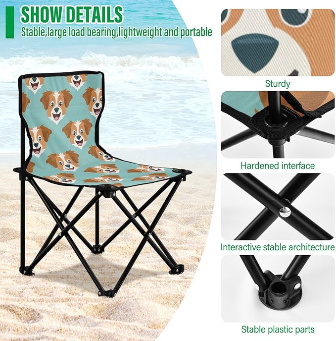 Cute Dogs Packable Keyword Ultralight Backpacking Chair Includes Carry Bag Ice Fishing Chairs for Adults for Travel Travel