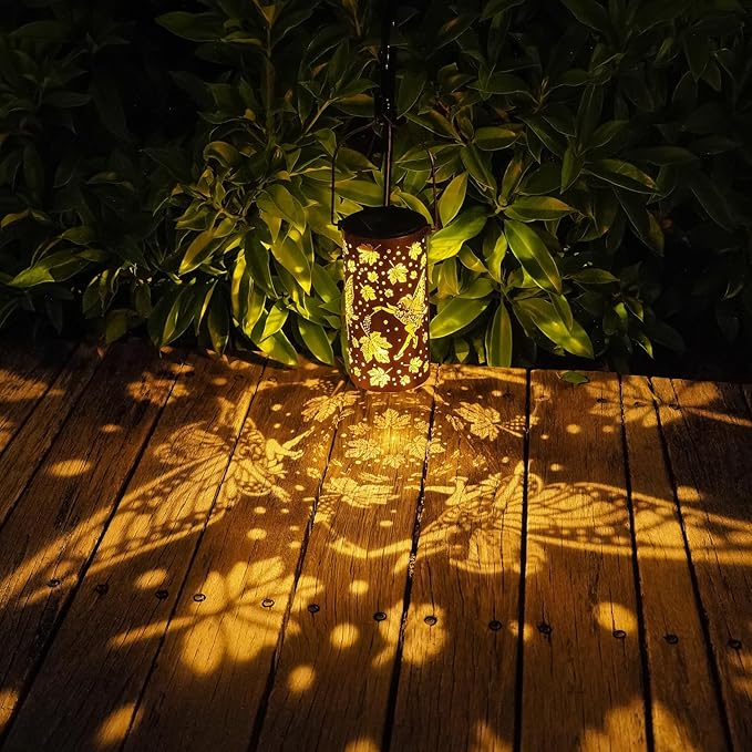 Fairy Solar Lanterns Outdoor Hanging Maple Leaf Decor LanternWaterproof Hollow Out Metal Decorative Garden LightGraceful Decoration for PatioLandscapeWalkwayFestival
