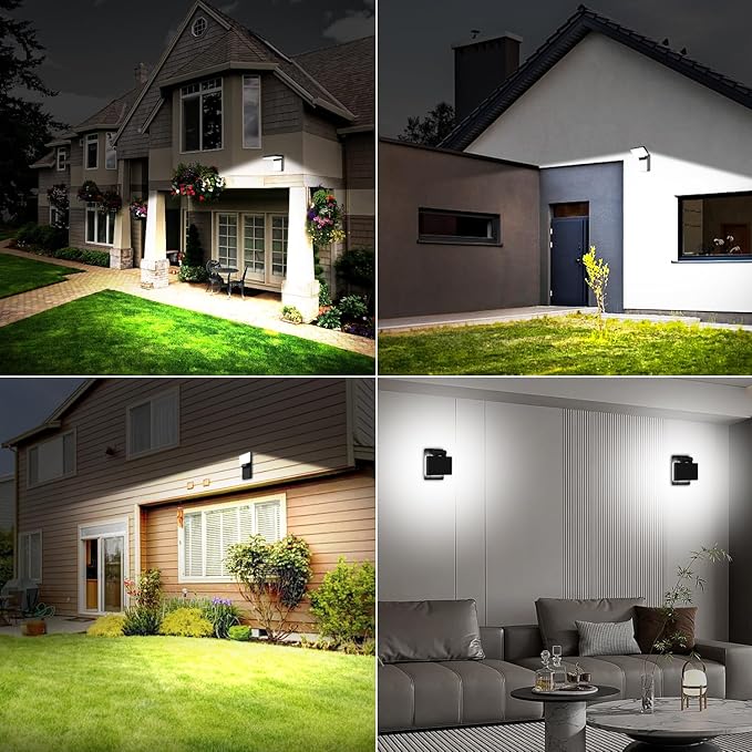 ledmo 60W LED Outdoor Wall Light Switch Control 350° Horizontal/180° Vertical LED Exterior Wall Lights Modern Neighbor Friendly Adjustable Exterior Flood Lighting 5000k for Upper Areas Yard Porch