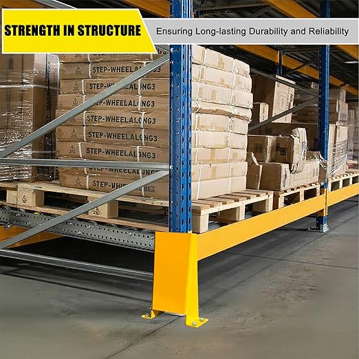 Pallet Rack Post Protectors 12 Height Steel Pallet Rack Guard Safety Yellow Racking Protectors (2 Packs)