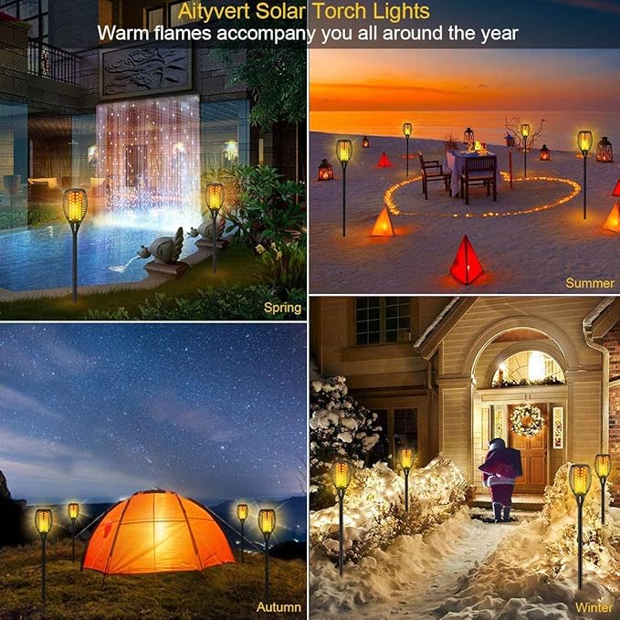 Aityvert Solar Lights 43 Flickering Flames Torch Lights Outdoor Waterproof Landscape Decoration Lighting Dusk to Dawn Auto On/Off Security Flame Lights for Yard Garden Pathway Driveway (8 Pack)