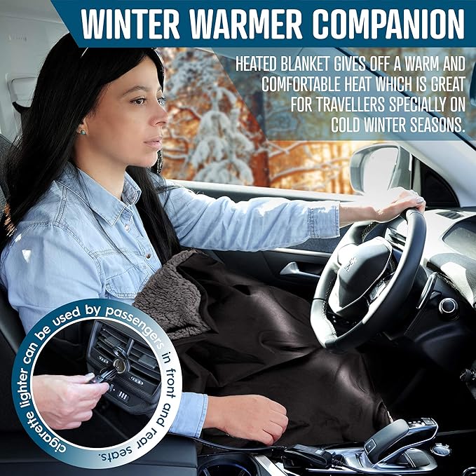 ZONETECH Sherpa Fleece Travel Blanket Grey Cozy Soft Plush Warm Fuzzy Automotive Comfortable Car Seat 59 x 43” Size -Great for Winter Home Office and Camping