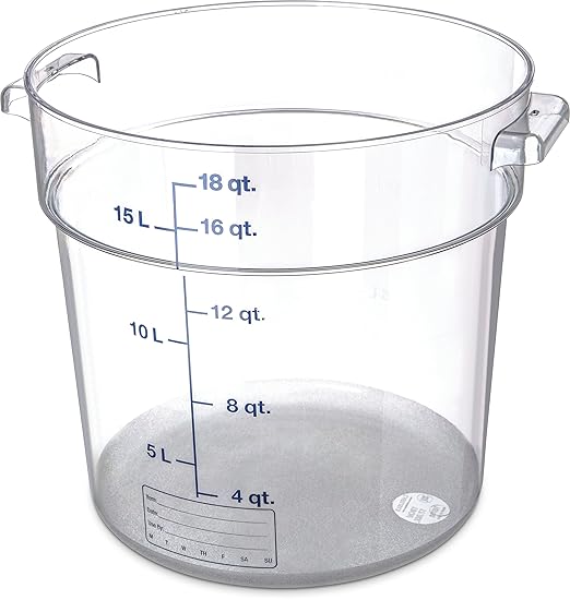 Carlisle FoodService Products Storplus Round Food Storage Container with Stackable Design for Catering Buffets Restaurants Polycarbonate (Pc) 18 Quart Clear