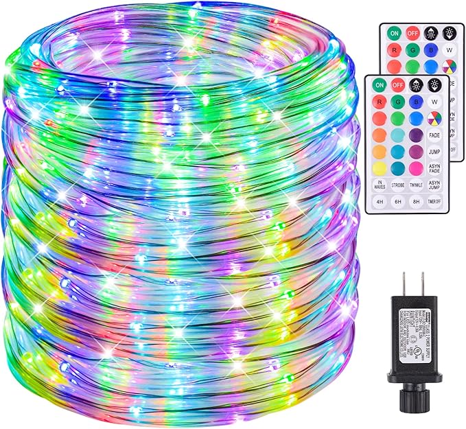 200Ft Rope Lights Outdoor 18 Colors Changing 610 LED String Lights Plug in with Remote IP68 Waterproof Twinkle Fairy Light Rope Lighting Indoor for Bedroom Patio Christmas Halloween Decor