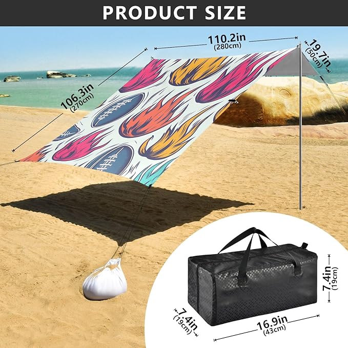 Rugby Pattern (48) Camping Sun Shelter Beach Tent Portable Beach Sun Shade Outdoor Canopy for Camping Trips Fishing Picnic