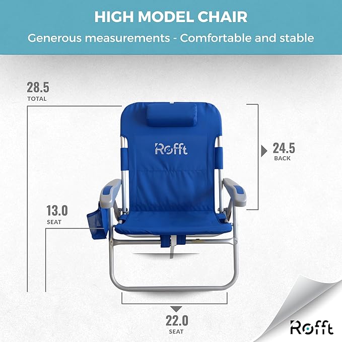 Premium Beach Chair 5 Position Reclining Oversized Heavy-Duty high Off Ground and Lightweight with Backpack Straps Big Storage and Cup Holder – Ideal for Adults and Seniors
