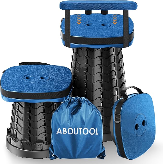Collapsible Stool with Soft Removable Cushion &amp Waterproof Carry Bag - Lightweight Folding Stool 485lbs Capacity Portable for Adults Camping Fishing Hiking Outdoor Travel