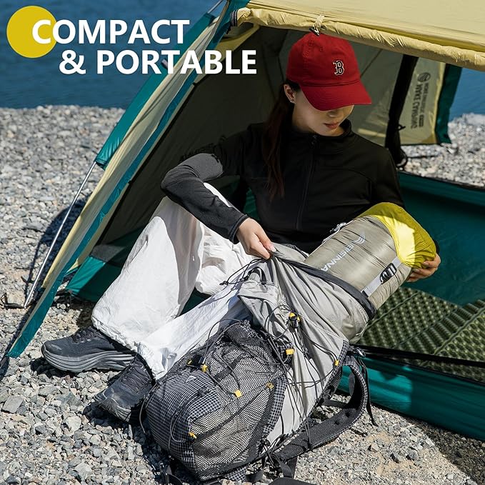 BISINNA Down Mummy Sleeping Bag for Adults 650FP Cold Weather Sleeping Bag 4 Season Compact Sleeping Bag with Compression Sack for Backpacking Camping Outdoor Hiking