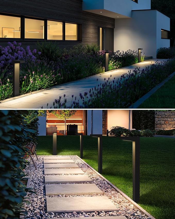 SUNVIE Low Voltage Pathway Lights Wired 3000K 5W LED Outdoor Landscape Lighting with Connectors Cast-Aluminum Waterproof Landscape Path Lights Low Voltage for Garden Walkway 12-24V AC/DC 4 Pack