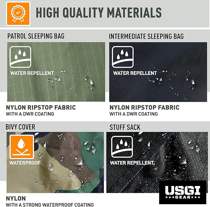 Military Sleeping Bag System Tactical Gear – 4-Part Modular Sleeping Bags Cold Weather Includes Stuff Sack Bivy Cover Intermediate Cold Weather and Patrol Bag – Waterproof and Lightweight