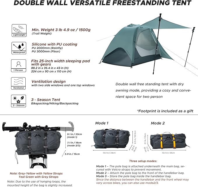Wander Hawk 1-2 Person Backpacking Tent Lightweight 1 Person / 2 Person Tent for Bikepacking Backpacking Camping &amp Hiking