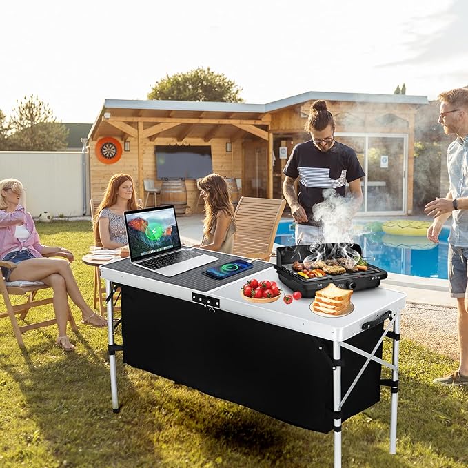 Nice C Camping Table Storage Camping Table with Solar Panels Storage Kitchen Tables Folding Tables 45W Output w/USB Type-C &amp DC Charging Cable For Outdoor Beach BBQ Picnic Cooking Fest