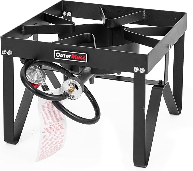 Outdoor Propane Burner Heavy Duty Propane Gas Stoves for Cooking with 10 PSI Regulator and Cast Iron Braided Holes Perfect for Home Brewing Crawfish Boiler Turkey Fryer and Seafood Boiler