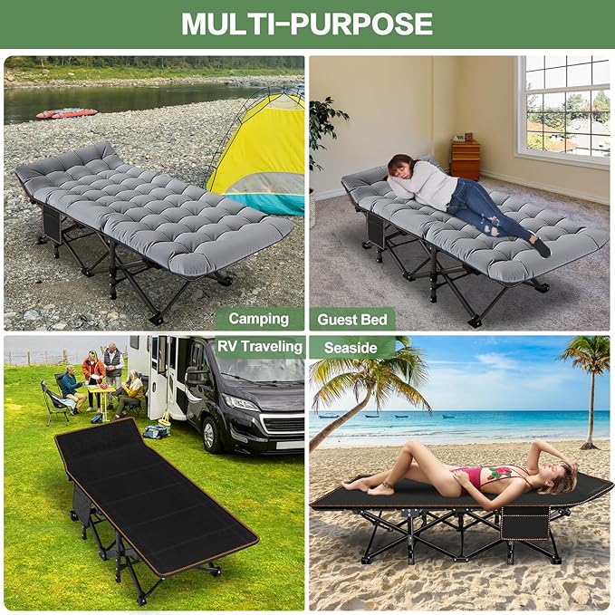 Barbella Folding Camping Cot Folding Cot Camping Cots for Adults Portable Sleeping Cot with Mattress Foldable Outdoor Bed Camp Cots Guest Bed with Carry Bag for Home Office &amp Outdoor Use