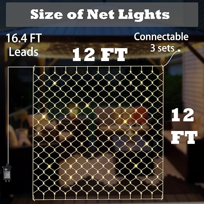 Eueasy LED Lights Outdoor Fairy Lights Chandelier - 360L Gazebo Net Lights with 8 Lighting Modes 12×12 FT Chandelier for PergolasWedding Bush Christmas