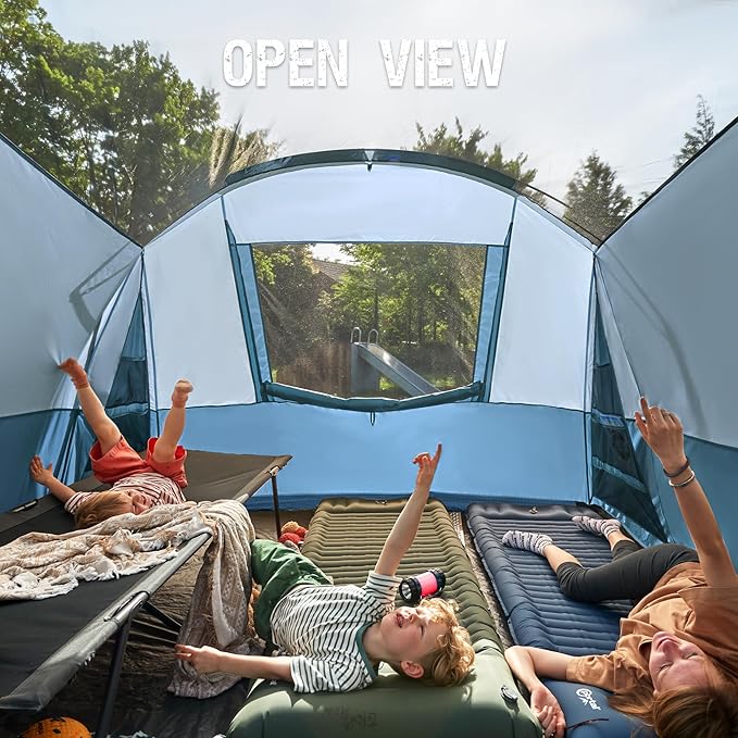 PORTAL 6/8/10 Person Family Camping Tent with Screen Room Water Resistant Big Tunnel Tents with Rainfly Large Family Tent for Camping Outdoor Patio