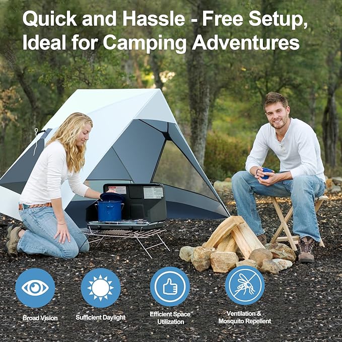 Pop Up Beach Tent for 2/3/4 Person with UPF 50+ UV Protection Lightweight &amp Easy Setup Beach Shade Canopy Wind-Resistant Shelter Portable Cabana for Family Outdoor Picnics Fishing