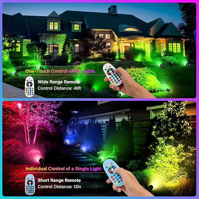 Halloween Christmas Spotlight Outdoor Color Changing Landscape Spotlights12W RGBW LED Outdoor Spot Lights for Yard Garden DecorWaterproof 110V Plug in Landscape Lighting with Remote8 Packs