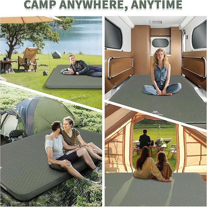 Self Inflating Double Sleeping Pad with Foam and Electric PumpInnovative Y-Shaped Telescopic Structure4.3 Thick Ultraportable Camping MattressOutdoor Compact Air Mat for Tent Car（4.2*79*55 inch）