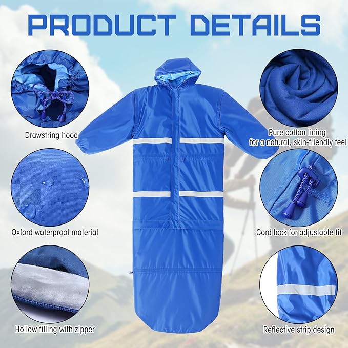 Macarrie Wearable Sleeping Bag with Dual HoodieLongsleevesPockets and Adjustable DrawstringIdeal for Camping Cold Weather Hiking BlanketShelter