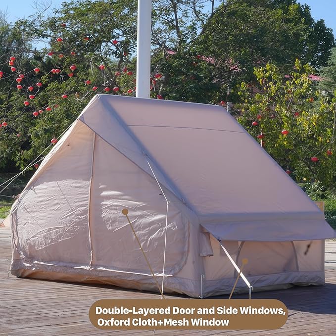 Mordern Outdoor Inflatable Tent with Pump for 4-6 Person - Easy Setup 4 Season Waterproof Large Space 12 Mesh Windows Blow up Tent for Camping