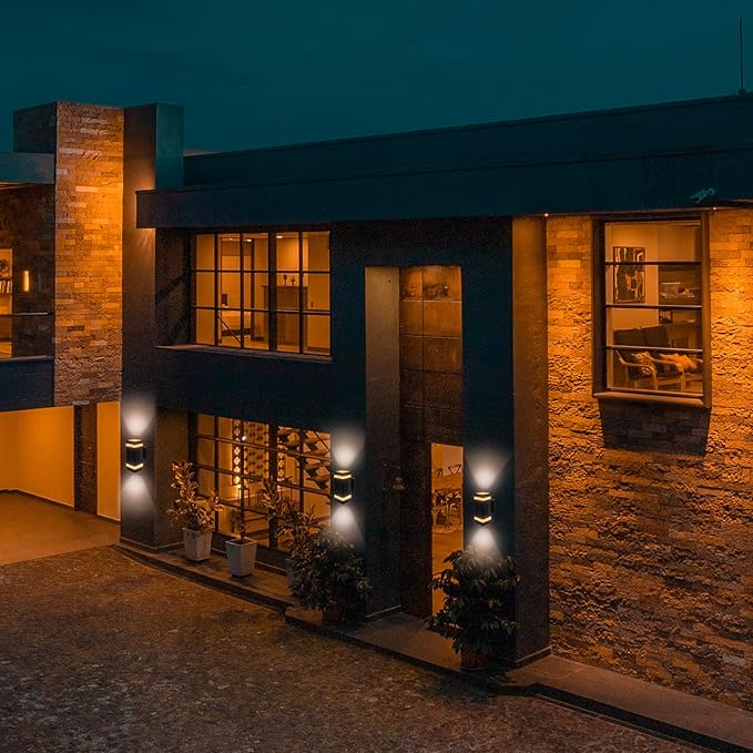 KOSTA Dusk to Dawn Outdoor Lighting 3000K LED Square Outdoor Wall Light Waterproof Exterior Lighting Fixtures for House Porch Patio and Garage2 Packs