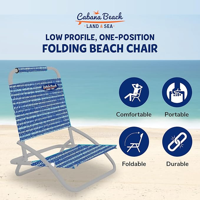 Cabana Beach Folding Beach Chair 1 Position Lightweight and Portable Foldable Outdoor Camping Chair
